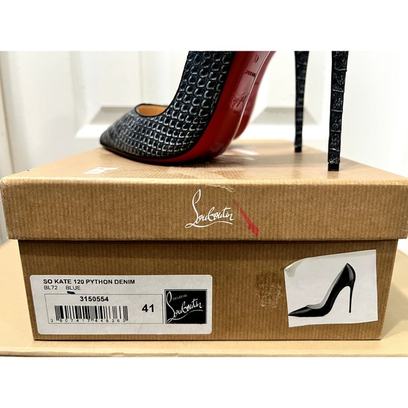 Christian Louboutin Python So Kate Silver Gray Denim Blue 41 11 Pigalle - Picture 3 of 8